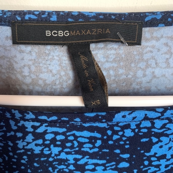 BCBGMaxAzria NWT $178 3/4 sleeve Pacific Blue Combo Dress - Picture 6 of 12